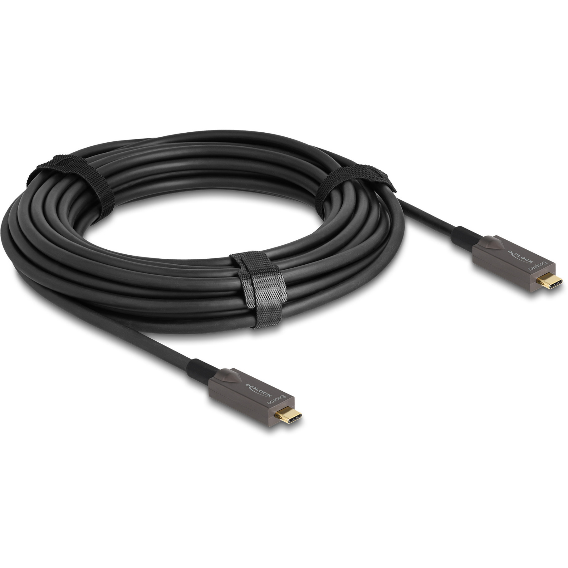 DeLOCK Aktives Optisches USB-C 4K Video + Daten + PD Kabel schwarz, 10 Meter, PD 60 Watt