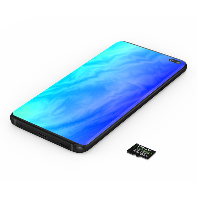 PNY Pro Elite Prime microSD 256 GB, Speicherkarte schwarz/grün, Class 10, U3, V30, A2, SD-Adapter