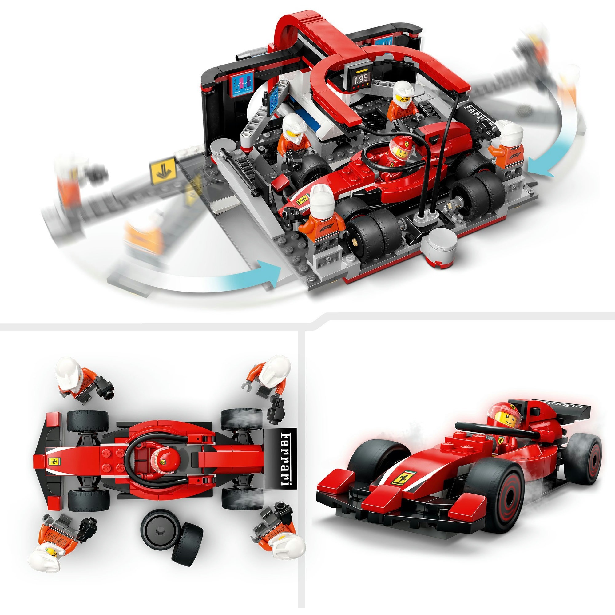 LEGO 60443 City F1 Boxenstopp mit Boxencrew und Ferrari Flitzer, Konstruktionsspielzeug