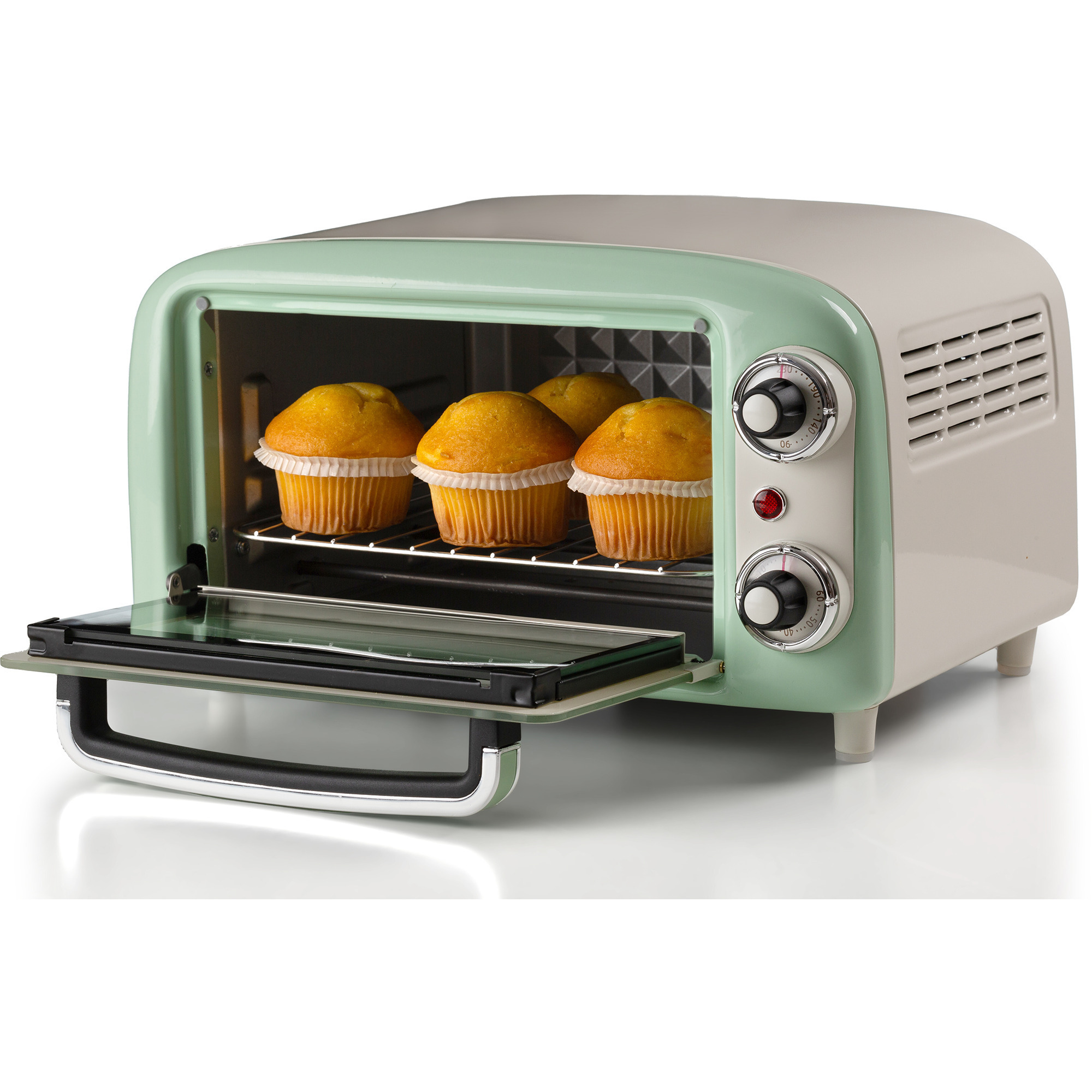 Ariete Mini-Backofen Vintage Green weiß/hellgrün, 800 Watt, 10 Liter
