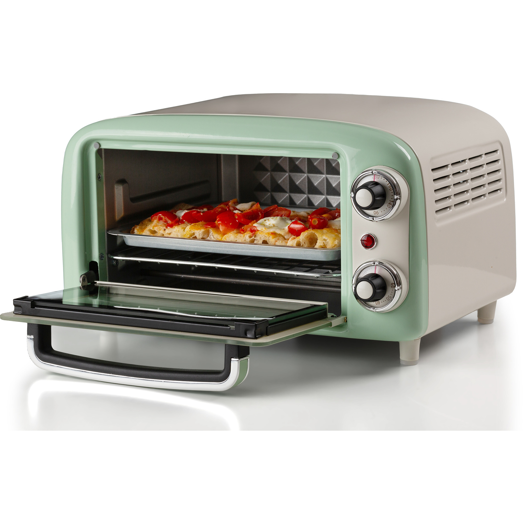Ariete Mini-Backofen Vintage Green weiß/hellgrün, 800 Watt, 10 Liter