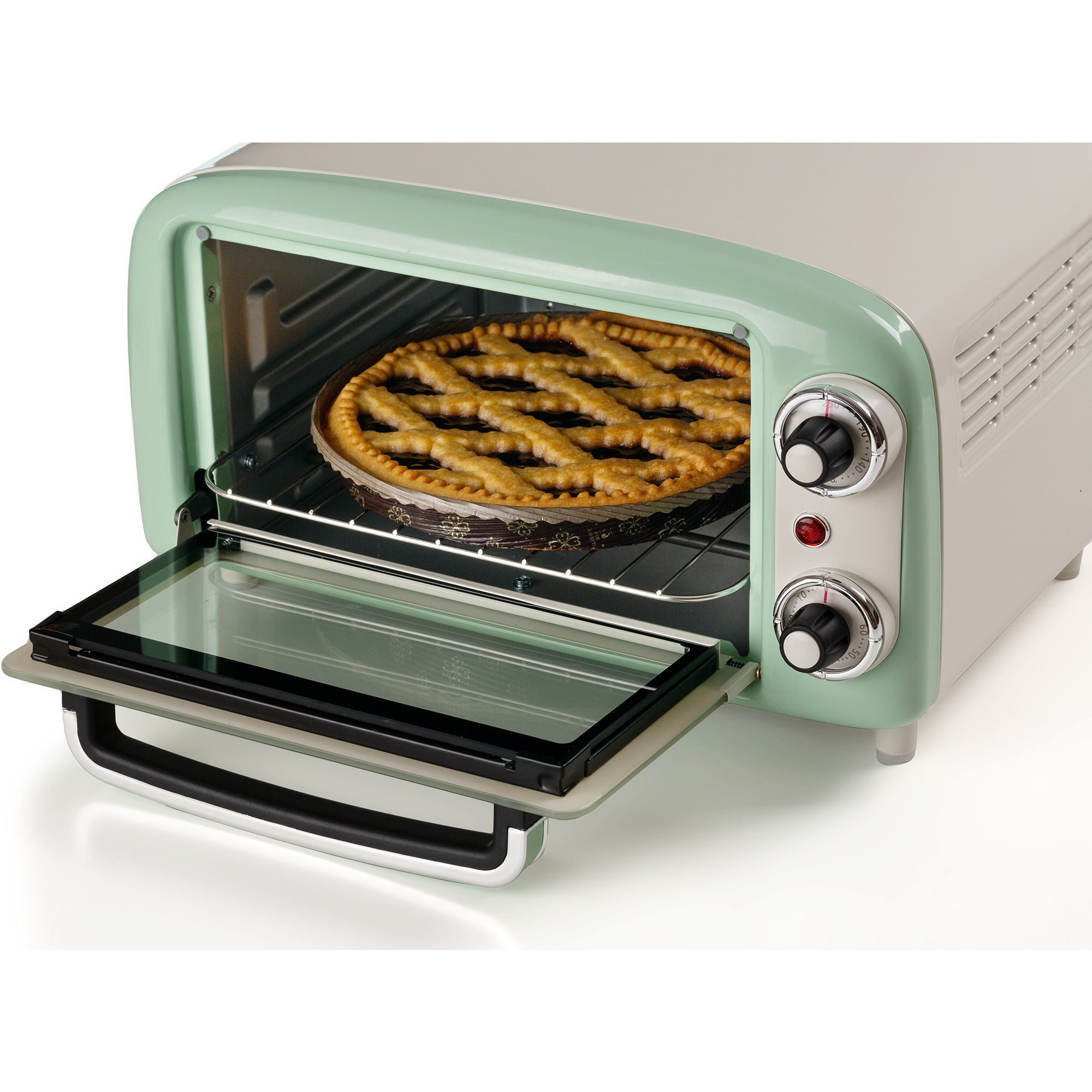 Ariete Mini-Backofen Vintage Green weiß/hellgrün, 800 Watt, 10 Liter