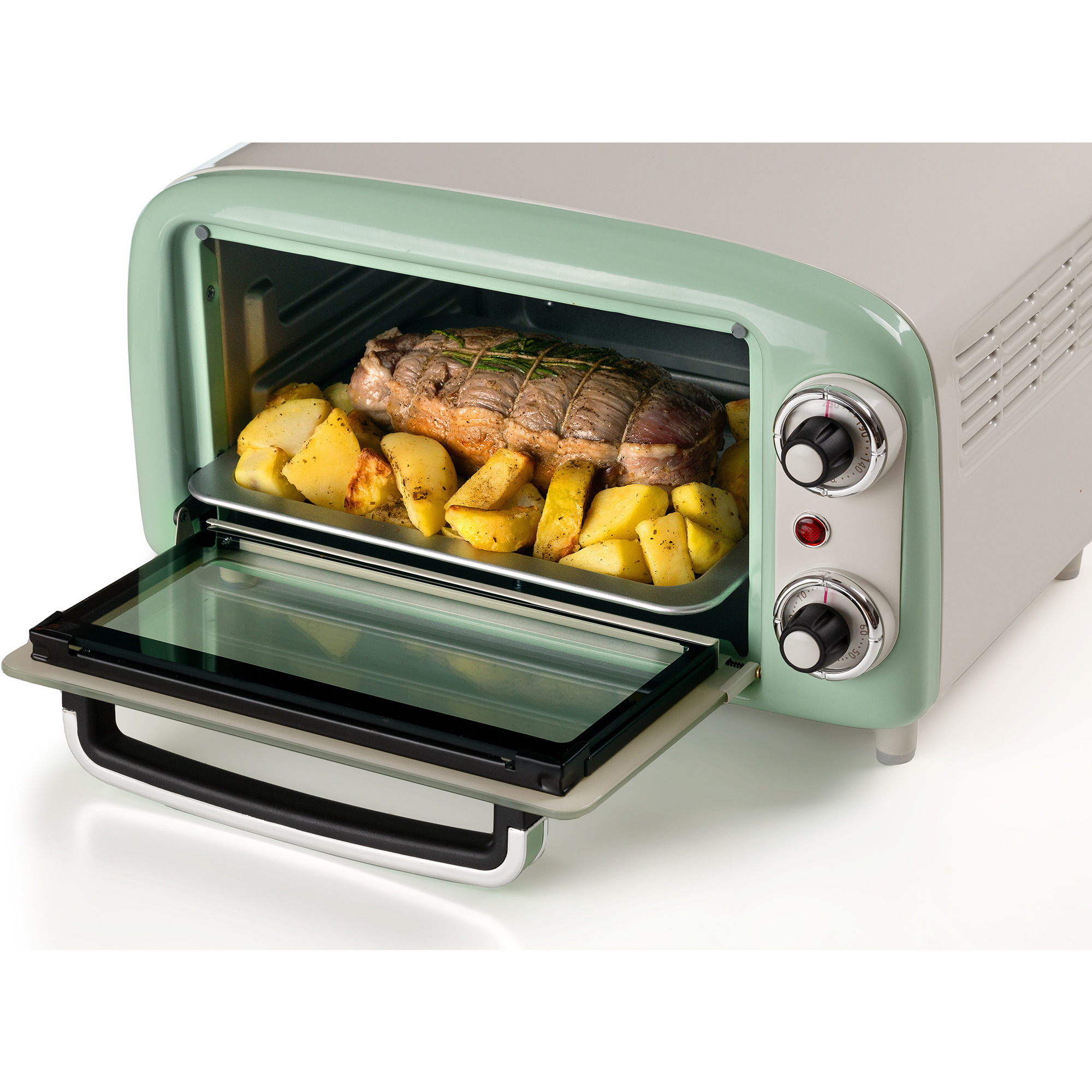 Ariete Mini-Backofen Vintage Green weiß/hellgrün, 800 Watt, 10 Liter