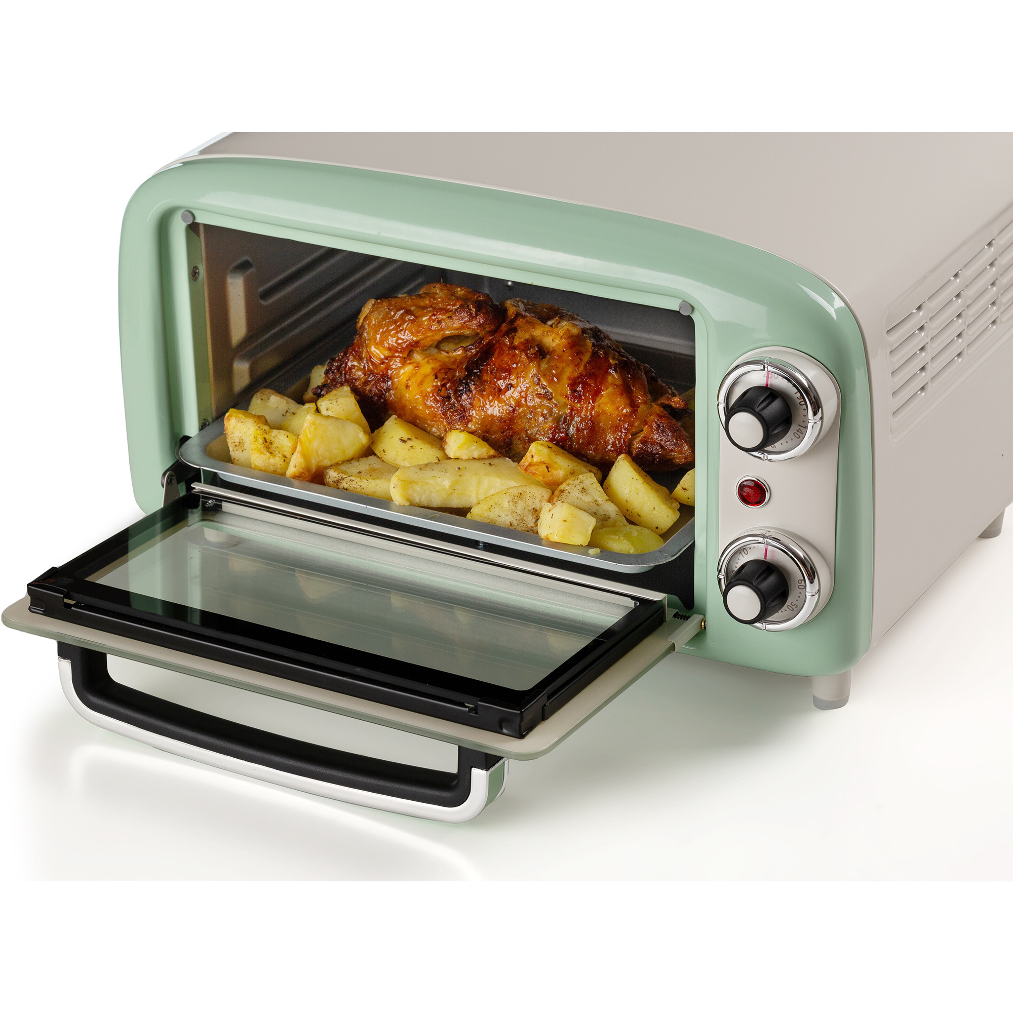 Ariete Mini-Backofen Vintage Green weiß/hellgrün, 800 Watt, 10 Liter