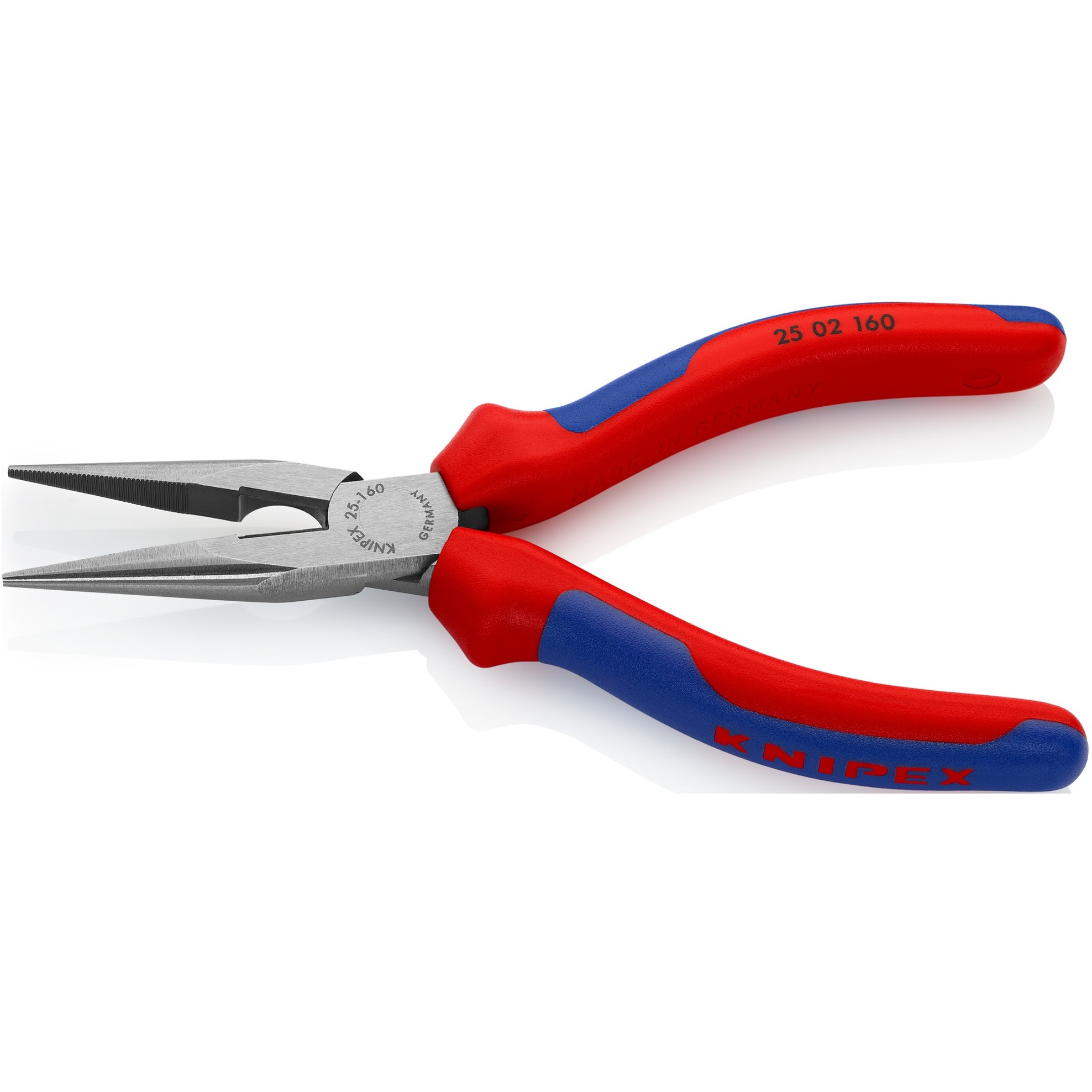 KNIPEX Flachrundzange 25 02 160 , Greifzange gezahnte Griffflächen, Schneiden mit Facetten