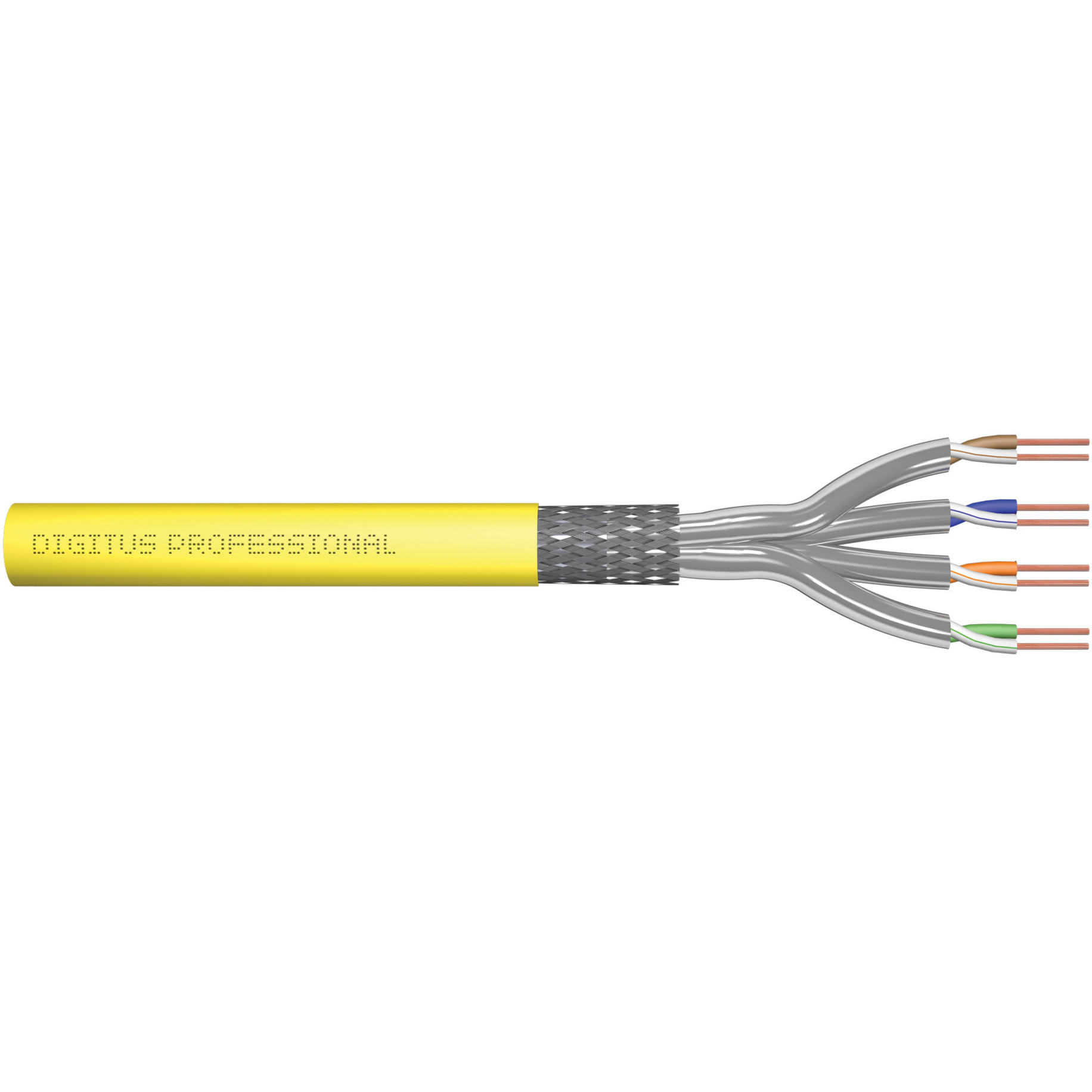 Digitus Professional Cat.7a S/FTP Verlegekabel simplex, B2ca gelb, 1.000 Meter Trommel