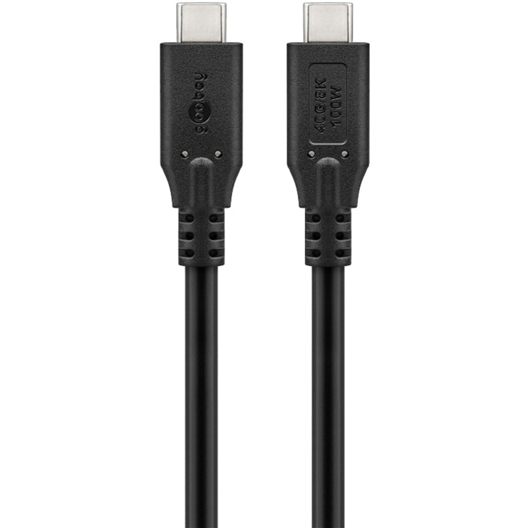 goobay USB4 Gen 3x2 Kabel, USB-C Stecker > USB-C Stecker, 40Gbit/s schwarz, 1,5 Meter, PD, Laden mit bis zu 100 Watt