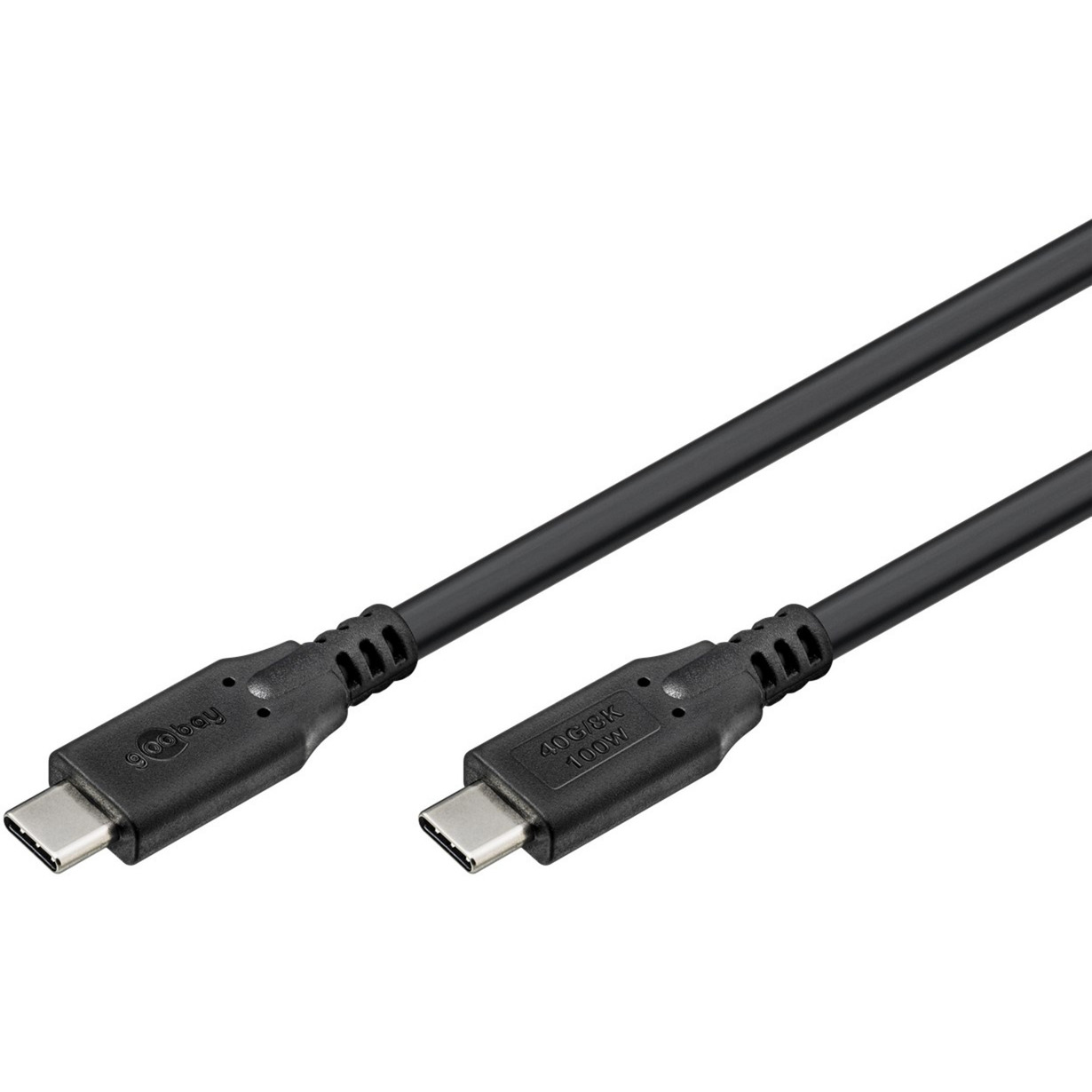 goobay USB4 Gen 3x2 Kabel, USB-C Stecker > USB-C Stecker, 40Gbit/s schwarz, 1,5 Meter, PD, Laden mit bis zu 100 Watt