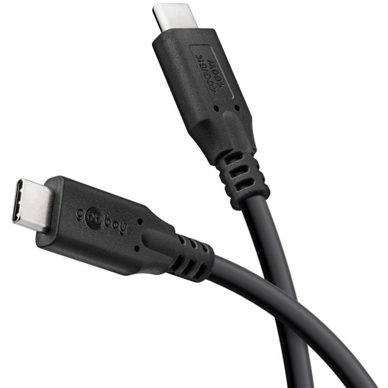 goobay USB4 Gen 3x2 Kabel, USB-C Stecker > USB-C Stecker, 40Gbit/s schwarz, 1,5 Meter, PD, Laden mit bis zu 100 Watt
