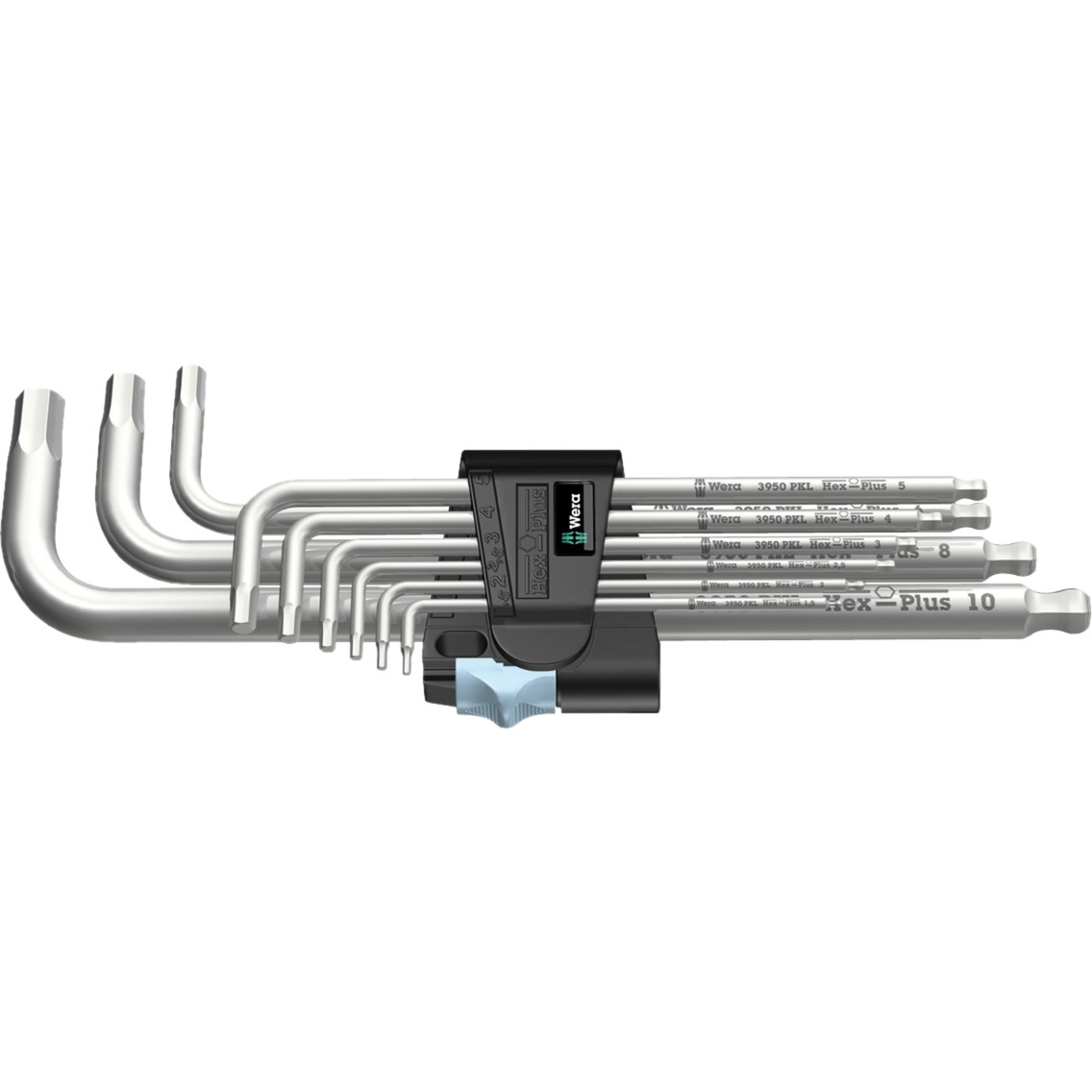 Wera 3950/9 Hex-Plus Stainless 1 Winkelschlüsselsatz, 9-teilig, Schraubendreher edelstahl, Edelstahl, mit Halteclip