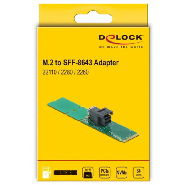 DeLOCK M.2 Key M zu SFF-8643 NVMe 22110 / 2280 / 2260, Schnittstellenkarte