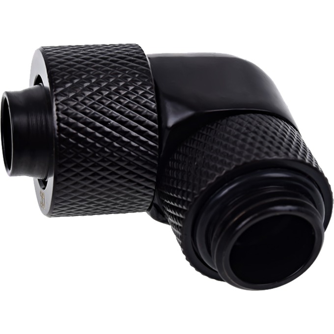 Alphacool Eiszapfen Anschraubtülle, Verbindung schwarz, 90° gewinkelt, 360° drehbar