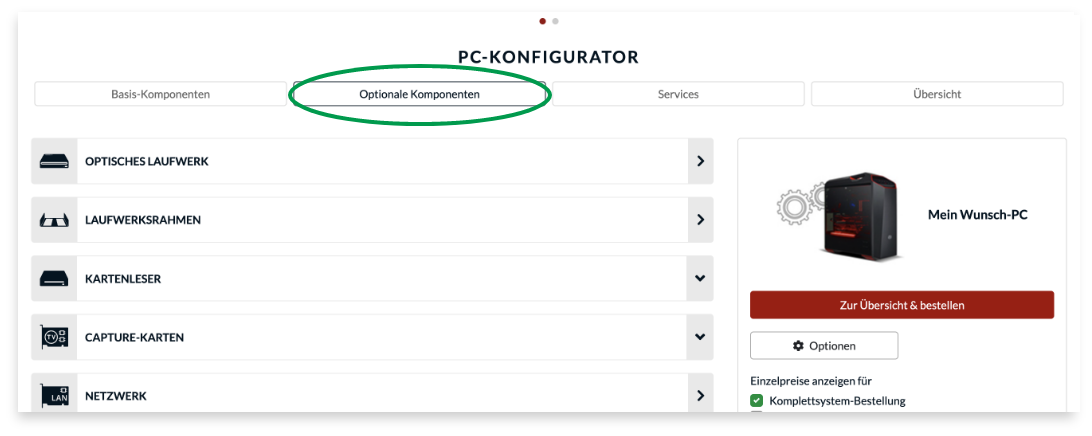 Die optionalen Komponenten